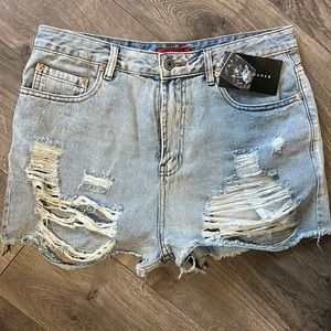 Light wash denim shorts